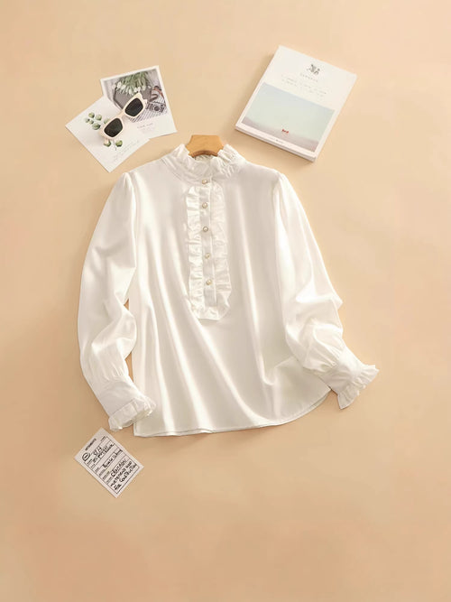 Amazon European and American women's clothing, Wish AliExpress, eBay shirt, ruffled elegant business fashion plus-size shirt