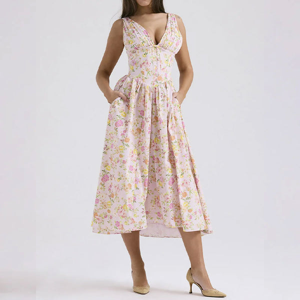 Women's V-Neck Midi Dress