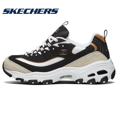 Skechers black and white gold panda shoes couple sneakers men's autumn retro height increase daddy shoes women's 66666228