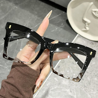 Large frame color-blocked flat glasses for women, premium cross-border new butterfly-shaped blue light blocking frames, bare-faced glasses frames