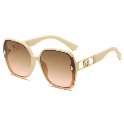 Large frame metal sunglasses for women, European and American fashion versatile sunglasses, UV-blocking sunglasses for women, high-end look
