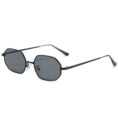 Polygonal metal small frame sunglasses for men and women high-end retro beach outing street sunglasses UV protection