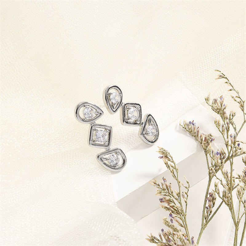RAKOL European and American minimalist fashion earrings, versatile, light luxury INS earrings, geometric zircon earrings for women