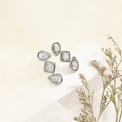 RAKOL European and American minimalist fashion earrings, versatile, light luxury INS earrings, geometric zircon earrings for women