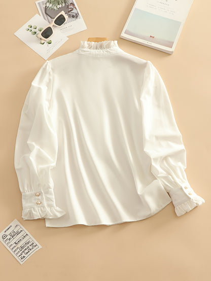 Amazon foreign trade European and American women's clothing wishAliExpress ebay shirt ruffles are versatile and elegant business fashion lining