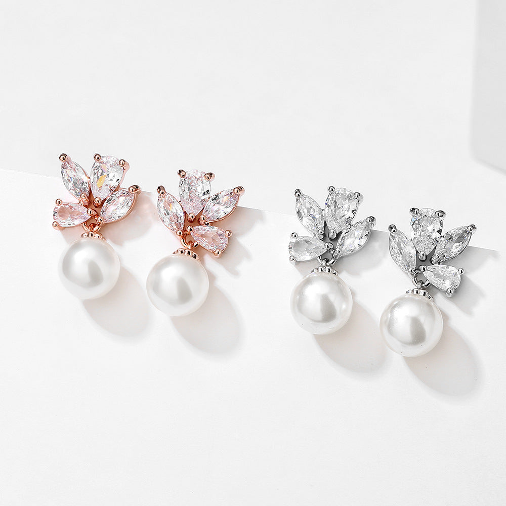 RAKOL exquisite petite pearl earrings for women, fresh and fashionable from Japanese and Korean styles, versatile zircon earrings, Yiwu accessories