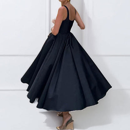 2026 foreign trade European and beautiful women's clothing new elegant literary style off-the-shoulder camisole sleeveless swing European and American dress