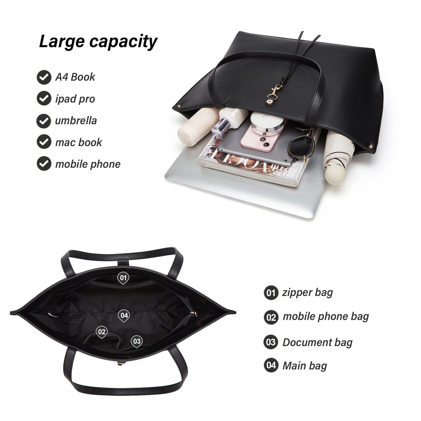 Bolsa de senhora personalizada em PU, modelo 2025, de alta qualidade, em pele macia, com grande capacidade, estilo tote, bolsa de ombro, bolsa para mães. Fabricante em lote.