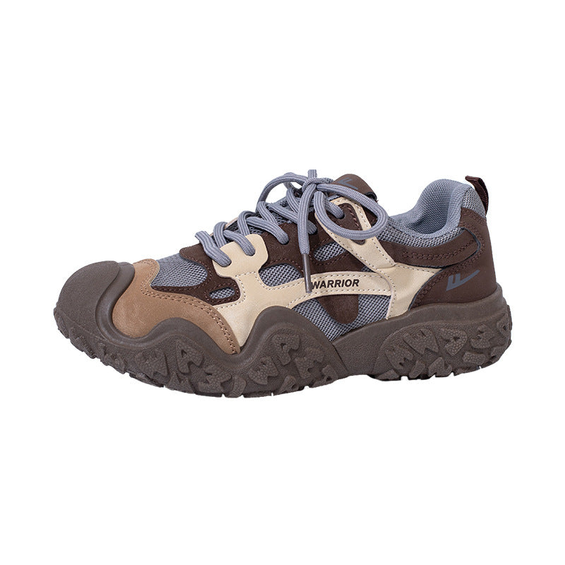 Pull-back strawberry pink mesh breathable sneakers outdoor hiking casual daddy shoes cute and lightweight Japanese big-toe shoes