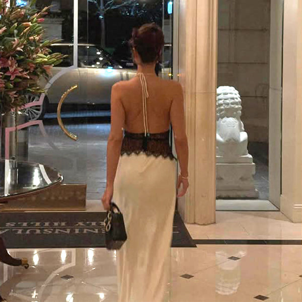 Cross-border 2025 summer new European and beautiful women's clothing sexy deep V backless lace see-through slim hip dress for women - view 2 | Ciaura