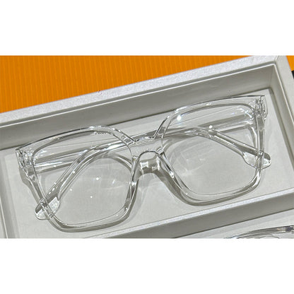 Large frame retro flat mirror, female face, small glasses, full frame, irregular lens, transparent frame, male tide anti-blue light
