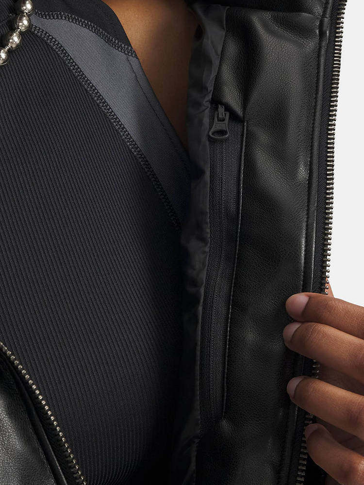 Under Armour Winter Women's Faux Leather Jacket Athleisure Short Down Jacket 6006436-002