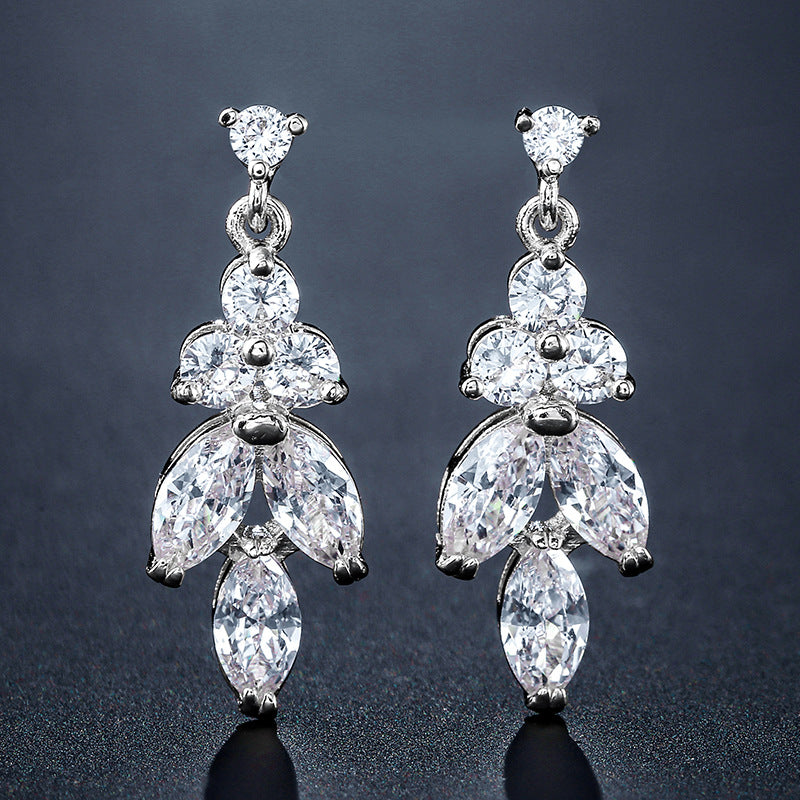 RAKOL European and American fashion light luxury micro-zircon earrings women's exquisite small bridal wedding dress stud earrings accessories