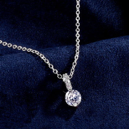 RAKOL Korean Style Fashionable Simple Geometric Round Zircon Jewelry Set Versatile Earrings and Necklace Two-Piece Set