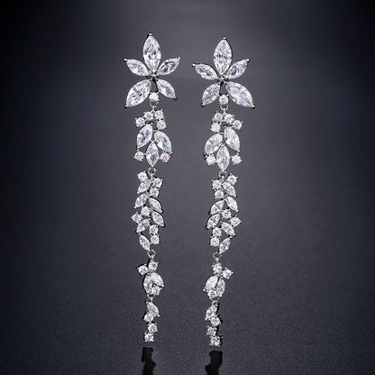 RAKOL Korean Long Elegant Geometric Floral Earrings for Brides, Wedding Dresses, Earrings, Cross-border Accessories