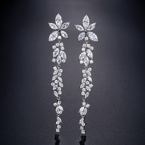 RAKOL Korean Long Elegant Geometric Floral Earrings for Brides, Wedding Dresses, Earrings, Cross-border Accessories