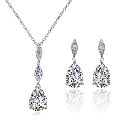 RAKOL Cross-border Copper Inlaid Zircon Set Necklace Earrings European and American Fashion Simple Waterdrop Bridal Dress Accessories