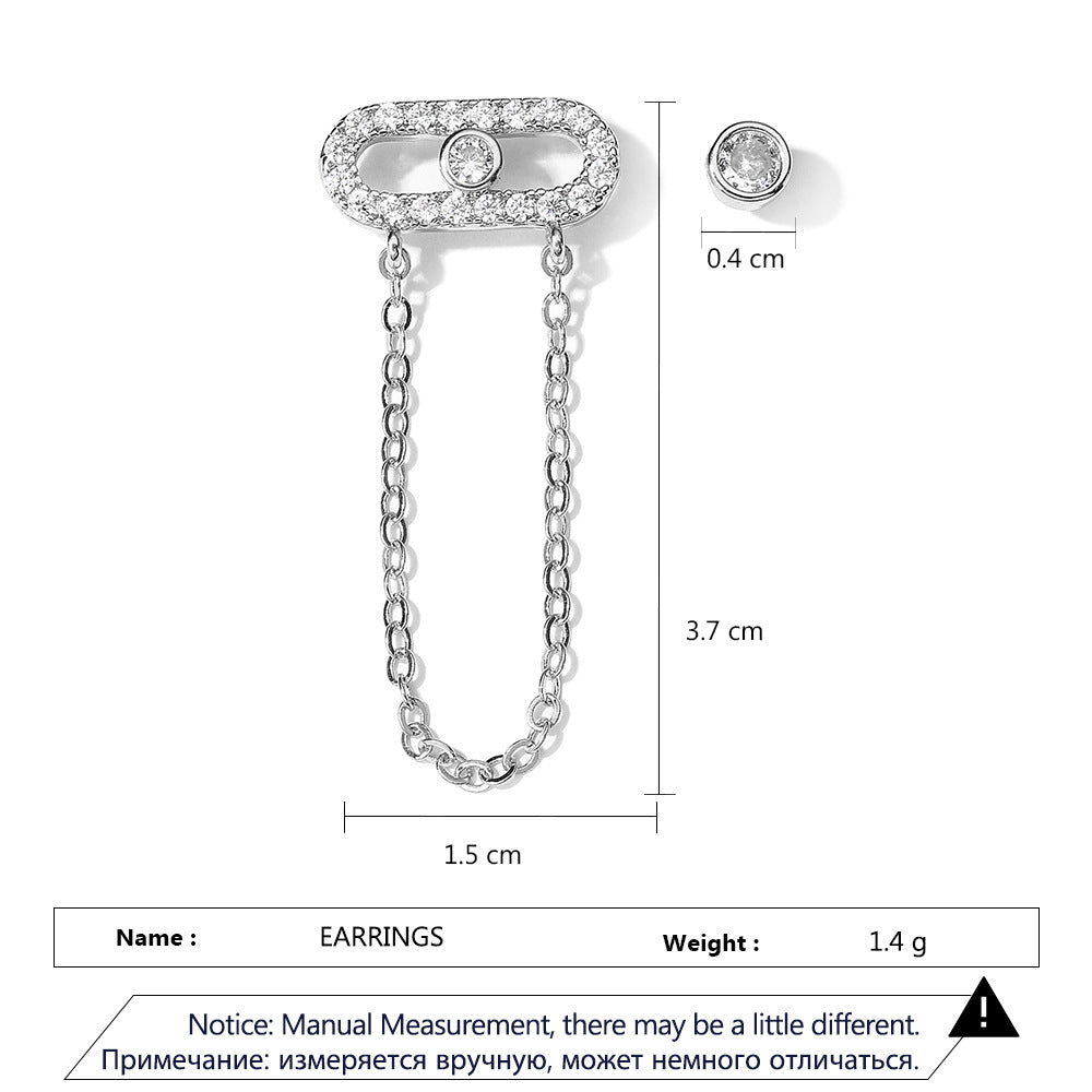 RAKOL Cross-border European and American style light luxury chain earrings for women simple and fashionable zirconia paper clip stud earrings for women