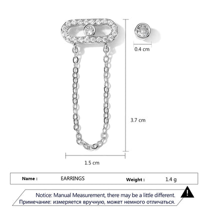 RAKOL Cross-border European and American style light luxury chain earrings for women simple and fashionable zirconia paper clip stud earrings for women