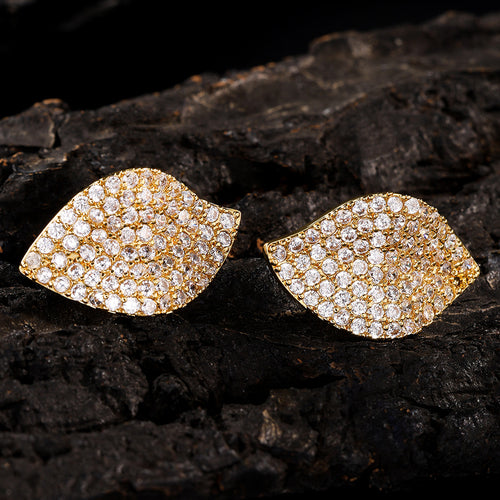 2026 New European and American Folded Petal Earrings, Sophisticated and Exquisite Zircon Earrings, Elegant Accessories, Copper Inlaid Zircon