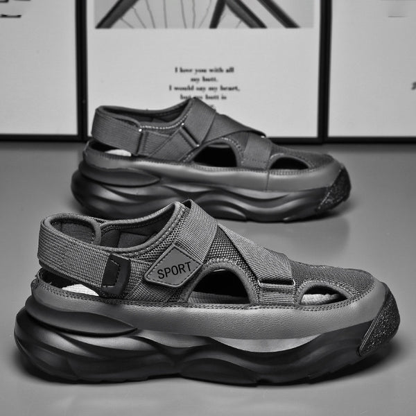 2026 New Men's Sandals Casual Versatile Sandals Teenagers Breathable Trend Hollow Cool Velcro Sandals