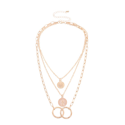 European and American cross-border jewelry, fashion trends, multi-layer ring stitching, stacking necklaces, portrait medallion pendants, sweater chains