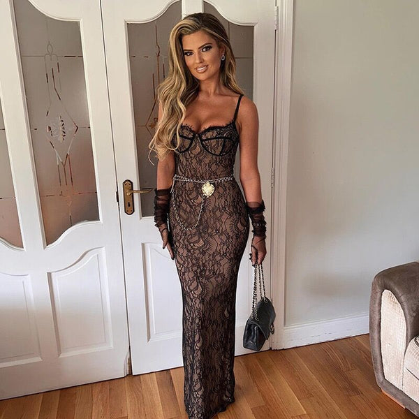 Amazon Cross-border Foreign Trade 2023 Autumn New Women's European and American Style Suspender Lace Fashion Lace Suspender Dress