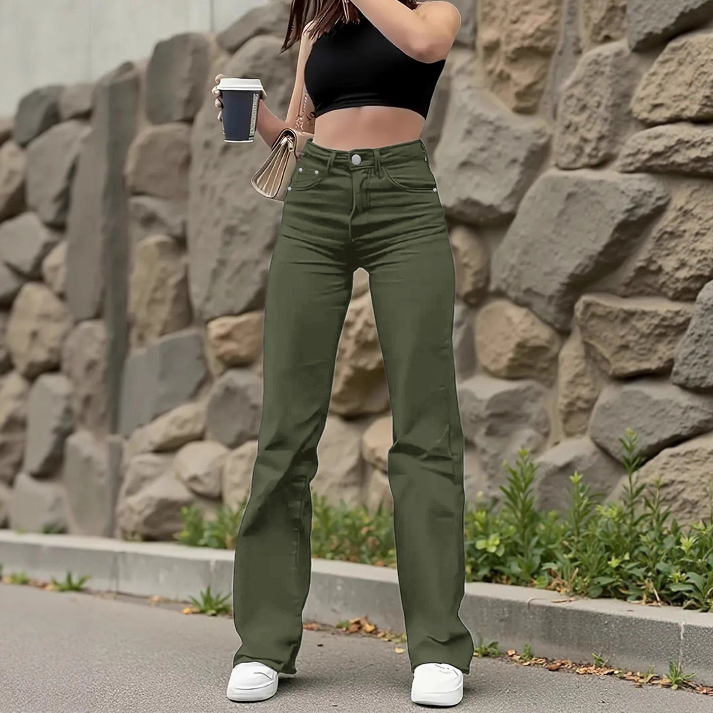 European and American foreign trade cross-border women's jeans multi-color wash straight stretch casual trousers WOMEN JEANS