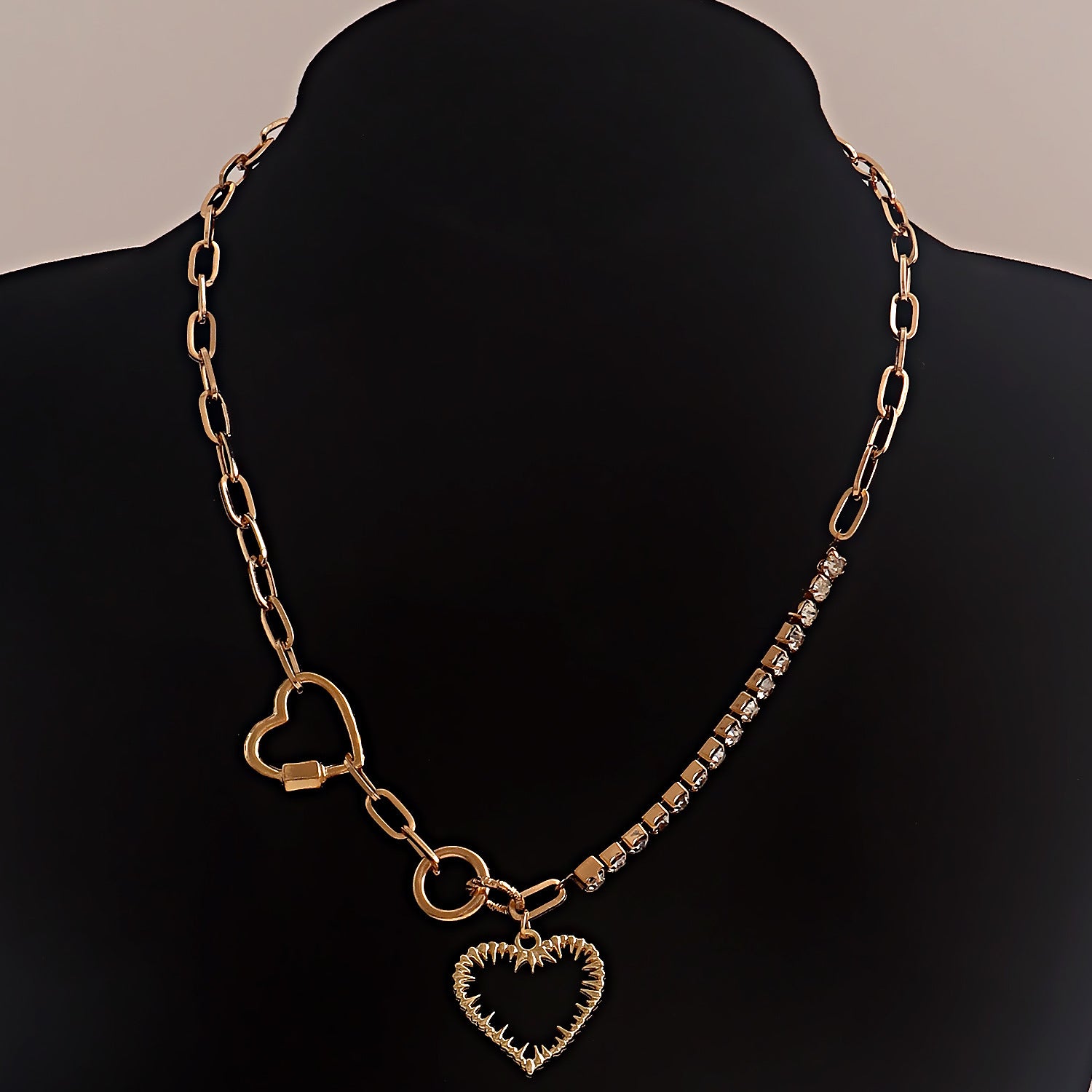 European and American cross-border jewelry, hip-hop geometric sweet and cool love single-layer necklace, personalized claw diamonds, mixed and matched fashion necklaces