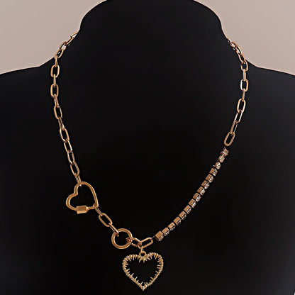 European and American cross-border jewelry, hip-hop geometric sweet and cool love single-layer necklace, personalized claw diamonds, mixed and matched fashion necklaces