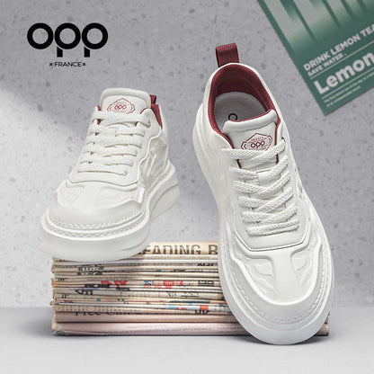 OPP white shoes men's spring 2026 new light luxury high-end platform sports casual versatile leather board shoes