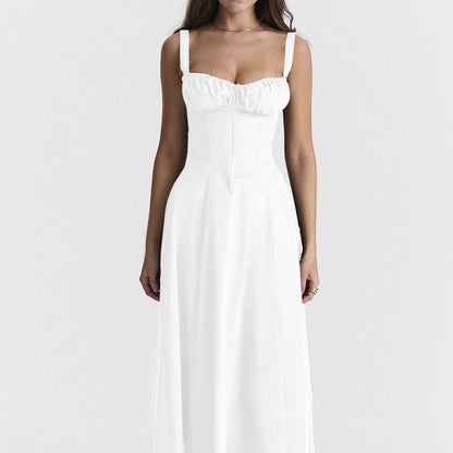 2026 Amazon independent station European and beautiful women's new floral square neck sexy slit spring dress for women