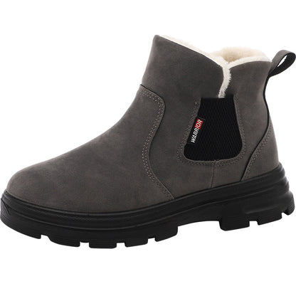 Huili new couple fleece snow boots thickened in winter warm and fashionable two cotton shoes Korean version of versatile comfortable shoes