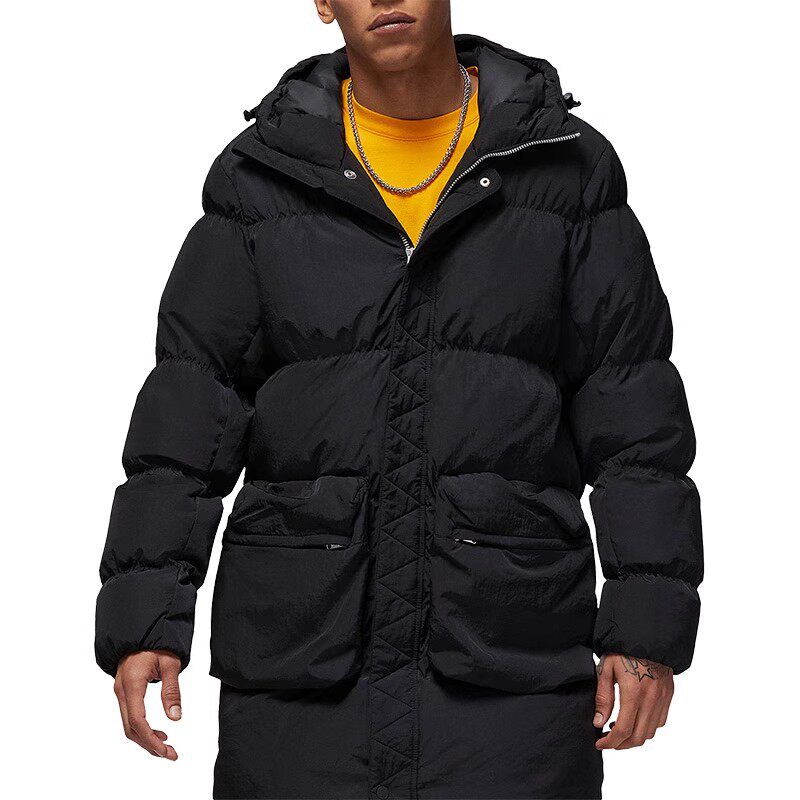 NIKE JORDAN Men's Mid-Length Casual Hooded Jacket Warm Down Jacket DQ7347-385-010