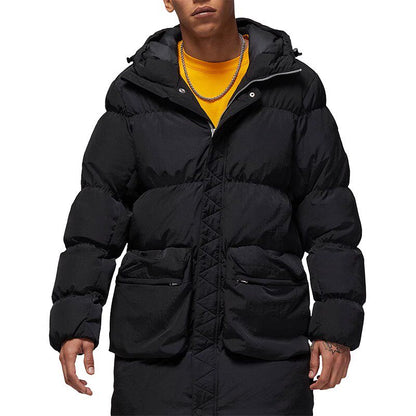 NIKE JORDAN Men's Mid-Length Casual Hooded Jacket Warm Down Jacket DQ7347-385-010