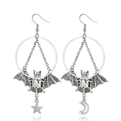 European and American cross-border jewelry, ins, geometric rings, Batman pendants, earrings, earrings, women's earrings, high-end niche