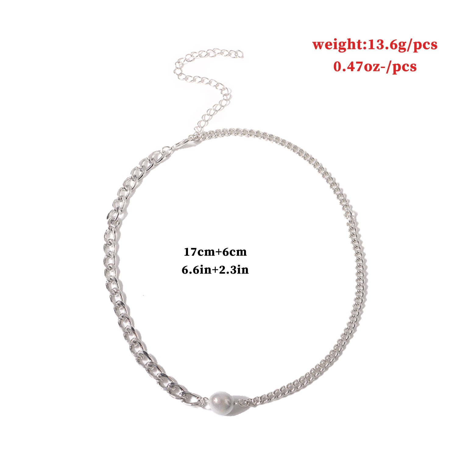 European and American cross-border jewelry, trendy short luminous pearl necklace, female punk, exaggerated fashion, simple chain necklace