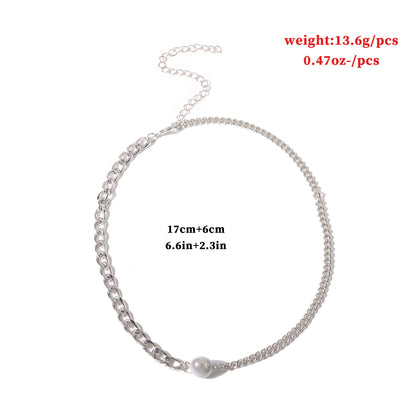 European and American cross-border jewelry, trendy short luminous pearl necklace, female punk, exaggerated fashion, simple chain necklace