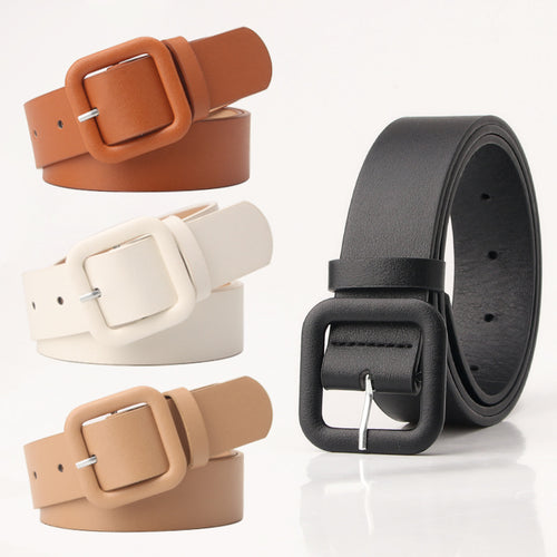 New Simple Luxury Belt Women's Square Buckle Candy Color Versatile Decorative Belt Fashionable and Elegant Belt Women