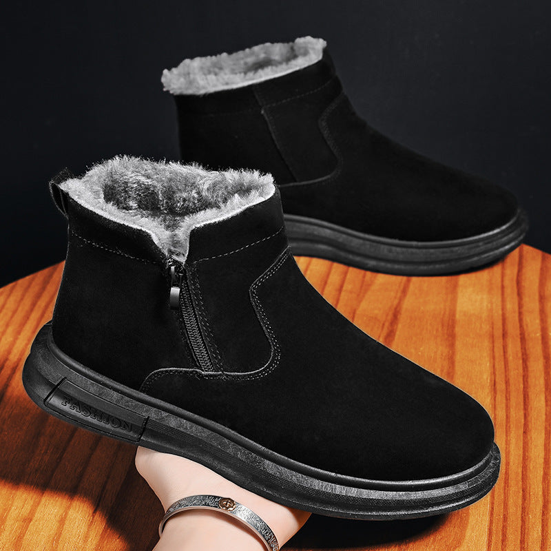 Men's Shoes 2025 Winter New Fleece-Lined Thickened Warm Cotton Shoes Men's Outdoor Casual Fashion Cold-Resistant Snow Boots