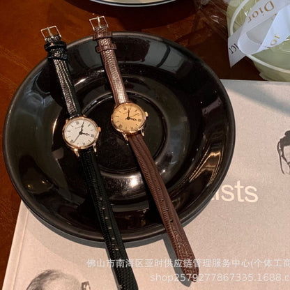 Retro subdial simple belt watch schoolgirl roman korean ins female performance goods wholesale live sale hot sale