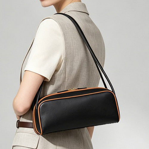 Bolsa de ombro Internacional minimalista Bolsa P marca Novo modelo contraste de cores bolsa baguete elegante para o dia a dia Bolsa de ombro curta feminina atacado