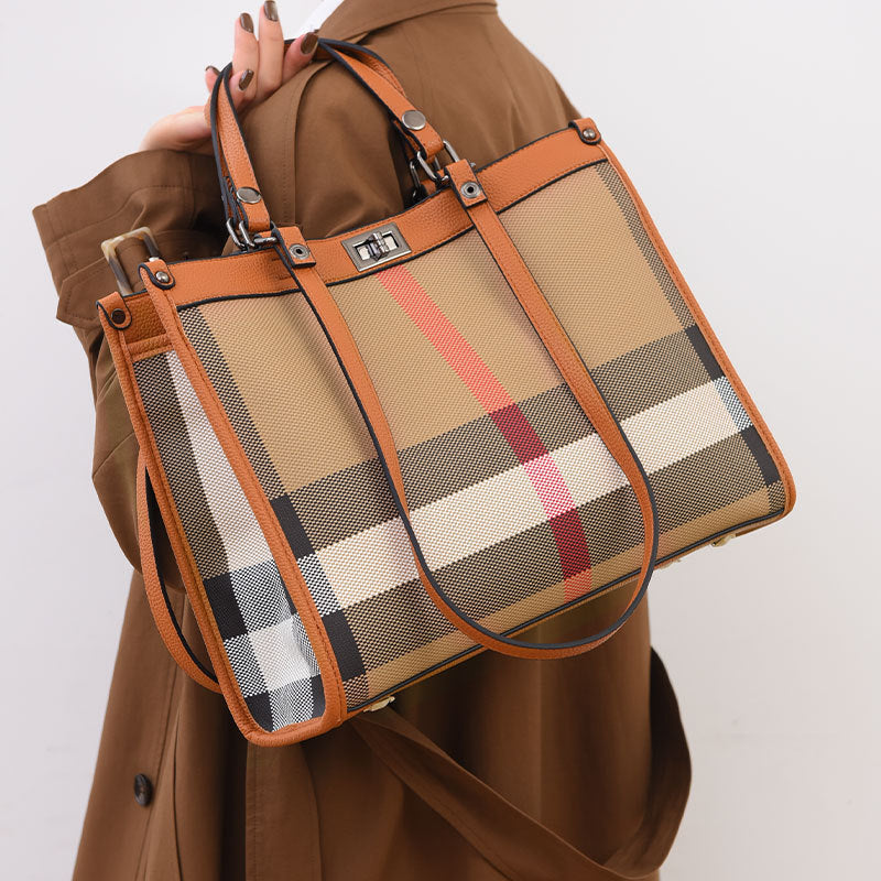 Bolsa tote fashion contraste de cores xadrez Bolsa Grande capacidade elegante para o dia a dia bolsa Internacional mais vendida Bolsa de mão feminina