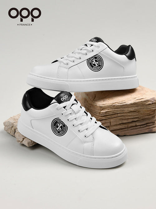 OPP men's shoes, spring white shoes, light luxury, versatile, high-end, low-top men's athleisure soft-soled leather board shoes