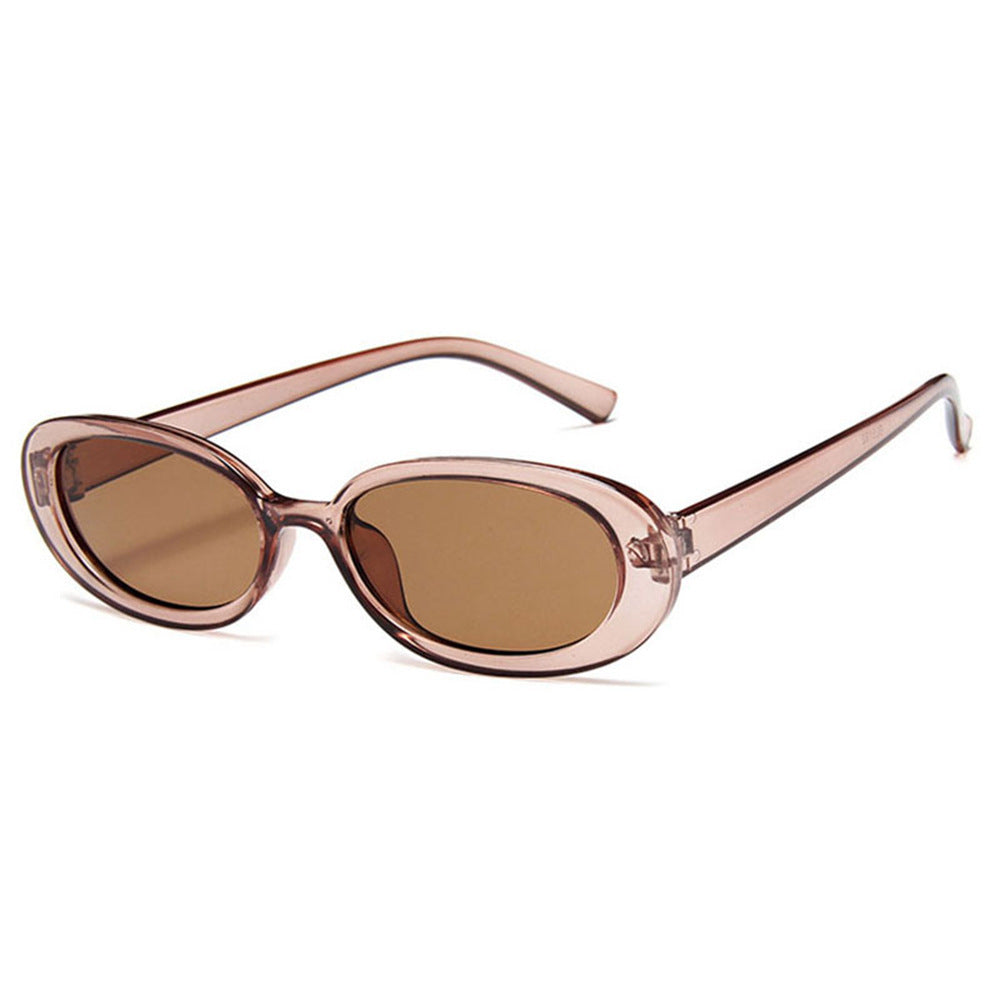 3-piece set oval frame sunglasses for women, popular internet celebrity sunglasses for street photography, classic vintage Hong Kong style sunglasses
