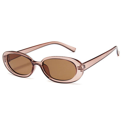 3-piece set oval frame sunglasses for women, popular internet celebrity sunglasses for street photography, classic vintage Hong Kong style sunglasses