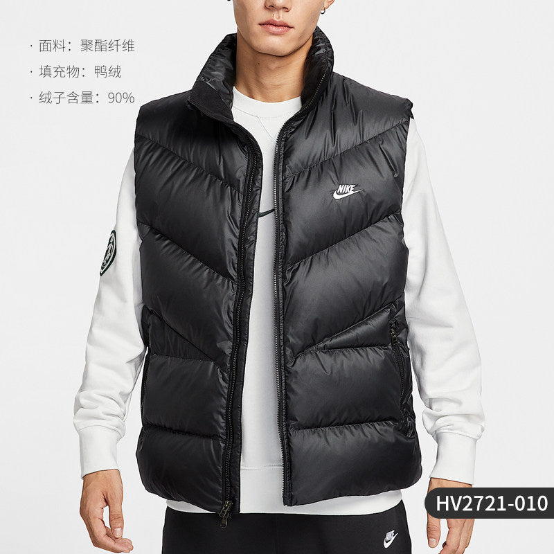 Nike Official Genuine 2025 Men's Loose Stand Up Collar Water-Repellent Warm Down Vest HV2721-010