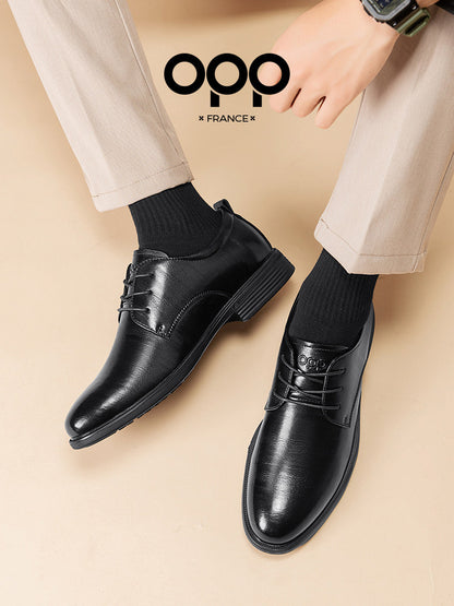 OPP men's shoes spring soft soles versatile business formal casual marriage old money feng leather black British leather shoes men