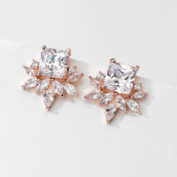 Studs - rose gold with white zircon