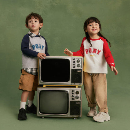 PONY boys and girls vintage daddy shoes black comfortable casual sneakers 233K1MD51